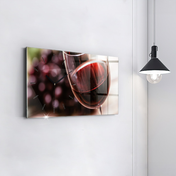 Horloge murale horizontale Un verre de vin rouge