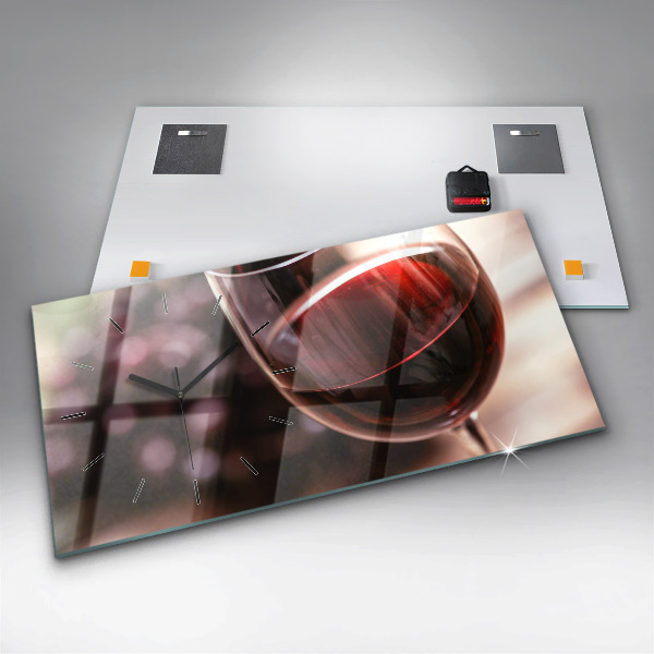 Horloge murale horizontale Un verre de vin rouge