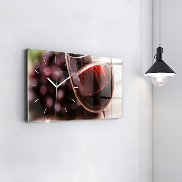 Horloge murale horizontale Un verre de vin rouge