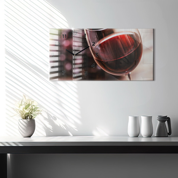 Horloge murale horizontale Un verre de vin rouge