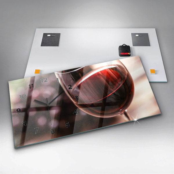 Horloge murale horizontale Un verre de vin rouge