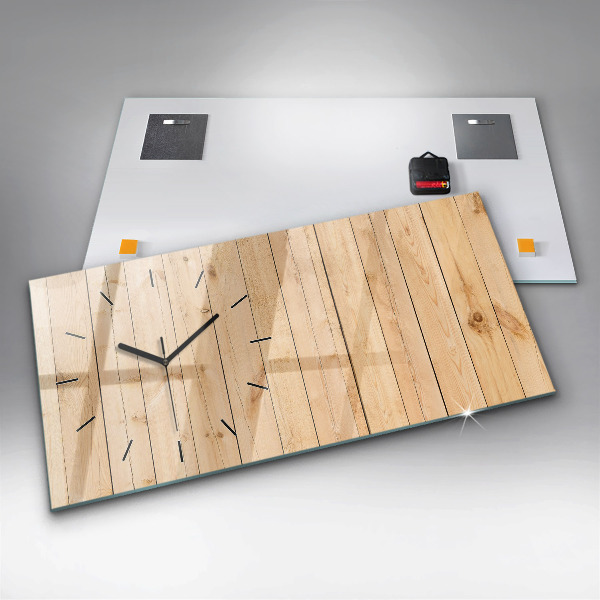 Horloge murale horizontale planches de bois