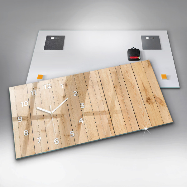 Horloge murale horizontale planches de bois