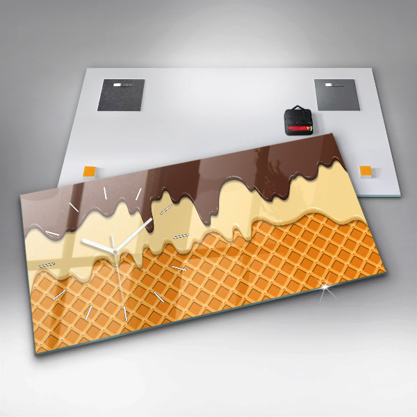 Horloge murale horizontale Gaufre et glace