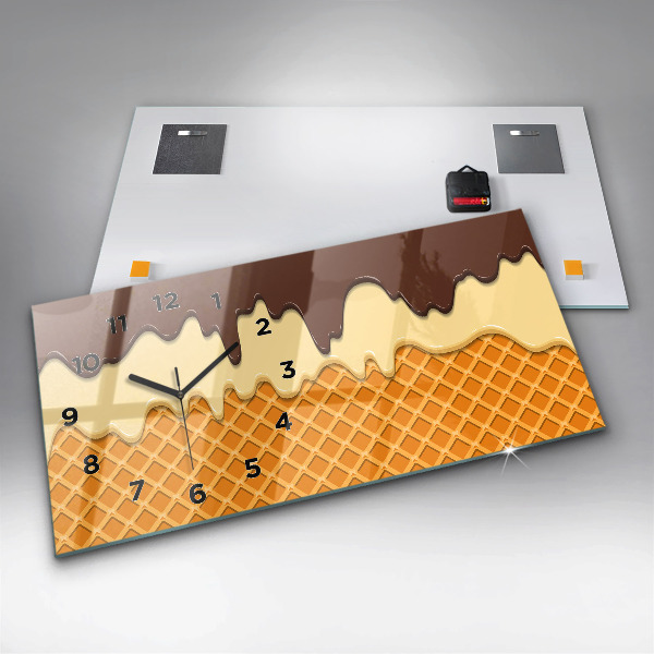 Horloge murale horizontale Gaufre et glace