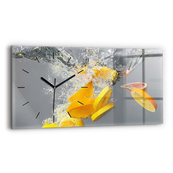 Horloge murale horizontale 'Agrumes dans l''eau'