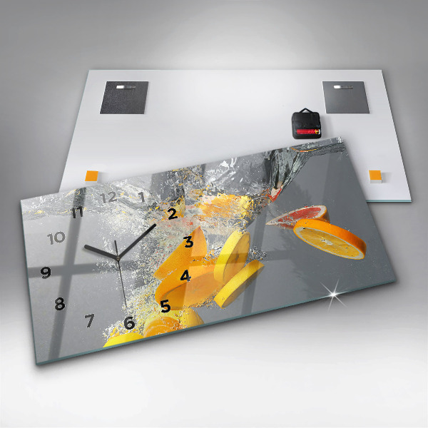 Horloge murale horizontale 'Agrumes dans l''eau'