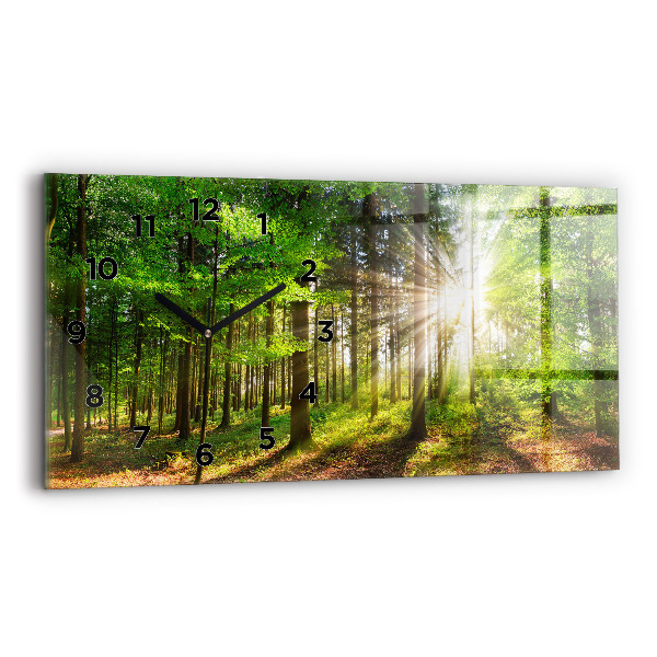 Horloge rectangulaire horizontale Lever de soleil dans la forêt