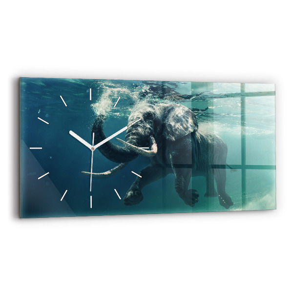 Horloge murale horizontale 'Éléphant nageant dans l''océan'