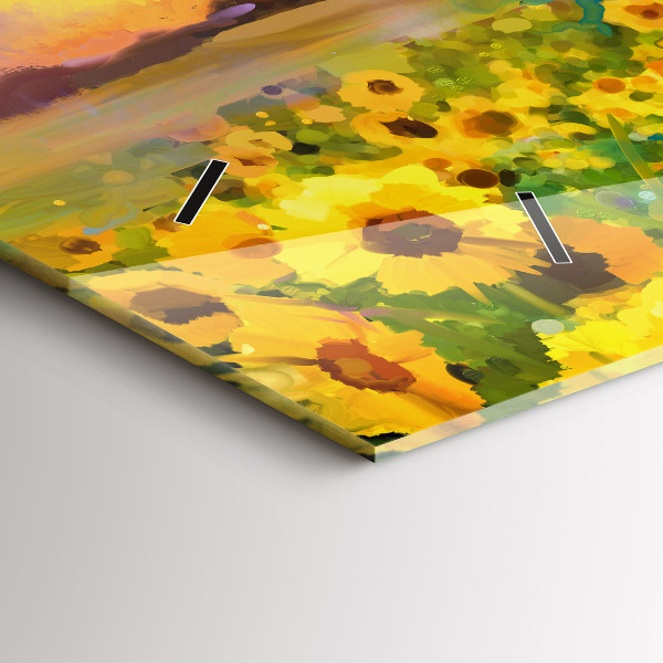 Horloge murale horizontale Champ de tournesols