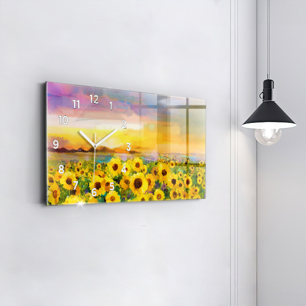 Horloge murale horizontale Champ de tournesols