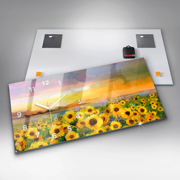 Horloge murale horizontale Champ de tournesols