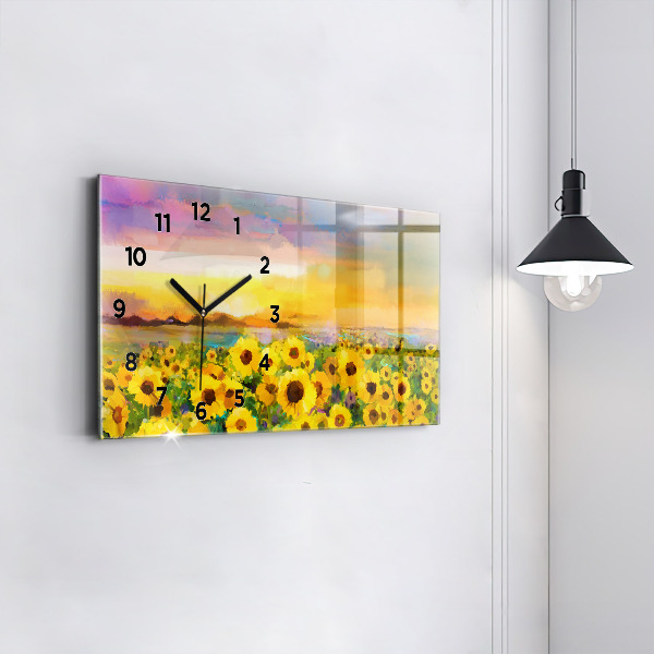 Horloge murale horizontale Champ de tournesols