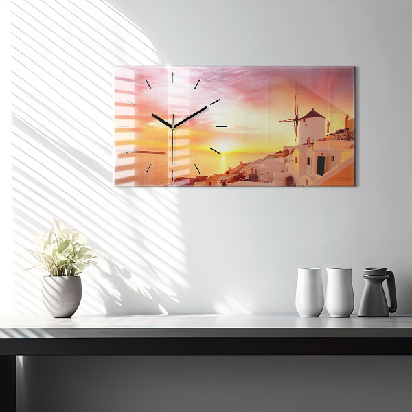 Horloge rectangulaire horizontale Vieux moulin à vent à Santorin