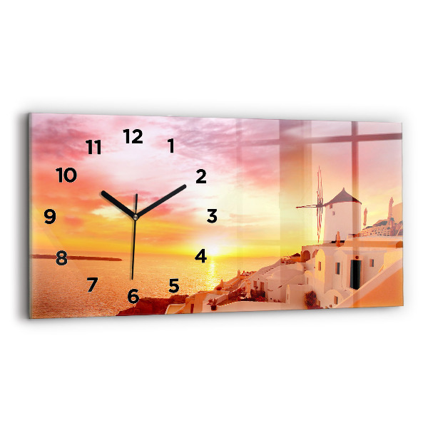 Horloge rectangulaire horizontale Vieux moulin à vent à Santorin