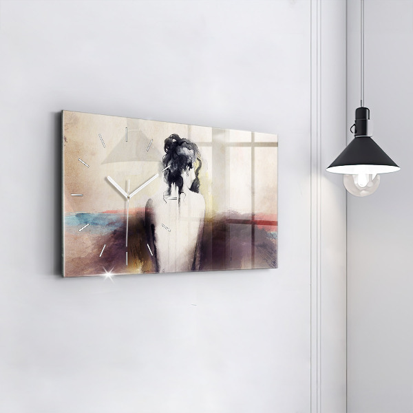 Horloge rectangulaire horizontale 'Portrait abstrait d''une femme'