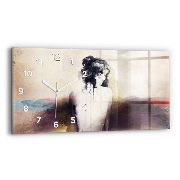 Horloge rectangulaire horizontale 'Portrait abstrait d''une femme'