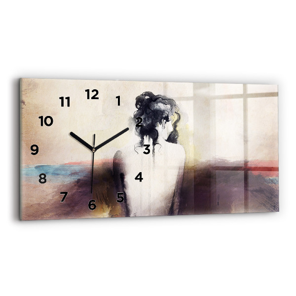 Horloge rectangulaire horizontale 'Portrait abstrait d''une femme'