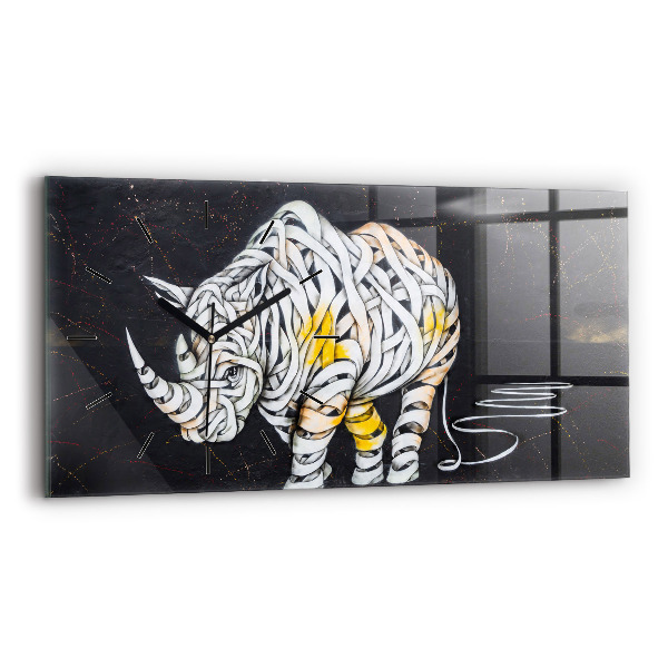 Horloge rectangulaire horizontale Rhinocéros abstrait