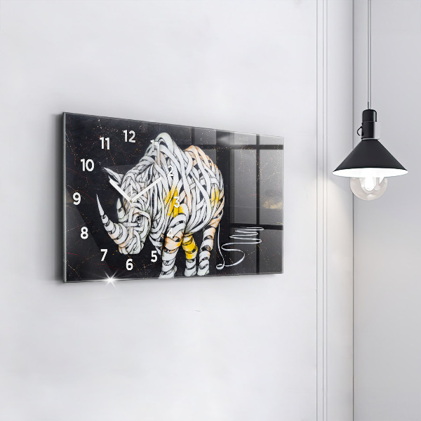 Horloge rectangulaire horizontale Rhinocéros abstrait