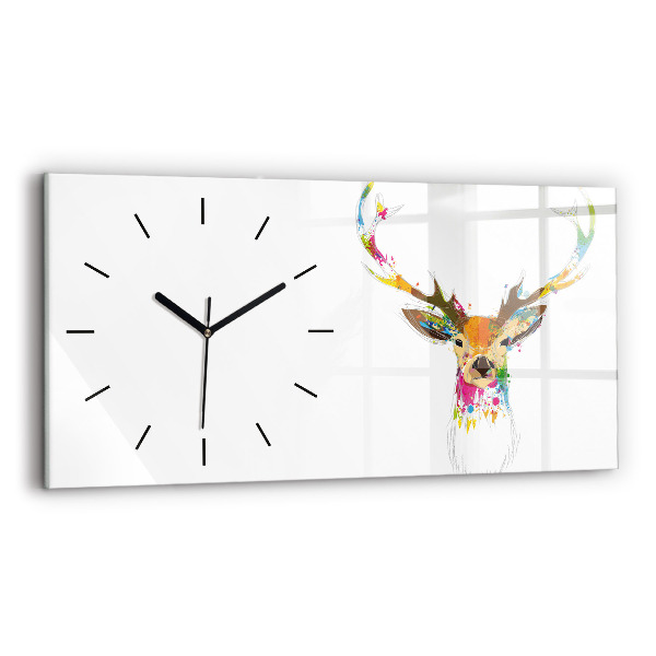 Horloge rectangulaire horizontale Tête de cerf colorée