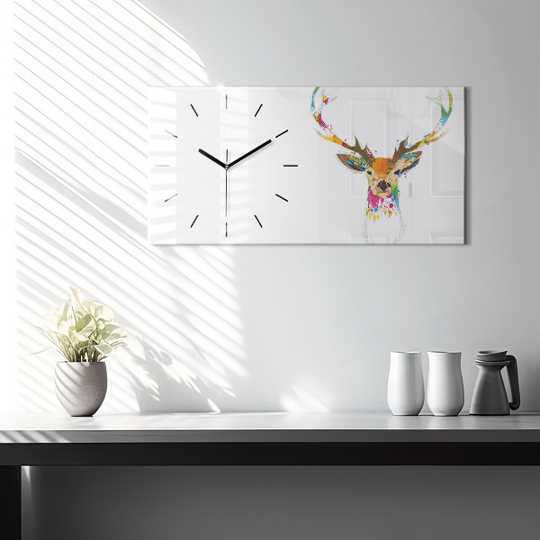 Horloge rectangulaire horizontale Tête de cerf colorée