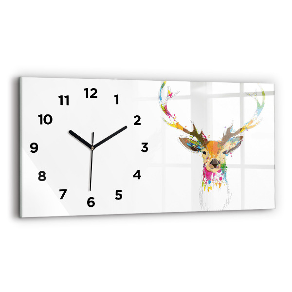 Horloge rectangulaire horizontale Tête de cerf colorée