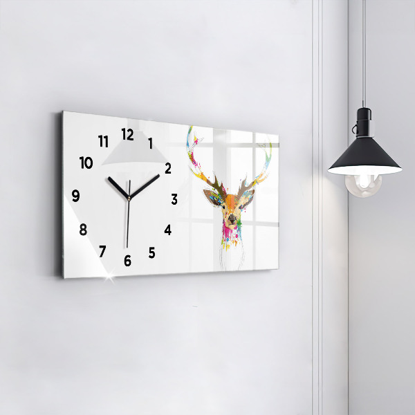 Horloge rectangulaire horizontale Tête de cerf colorée