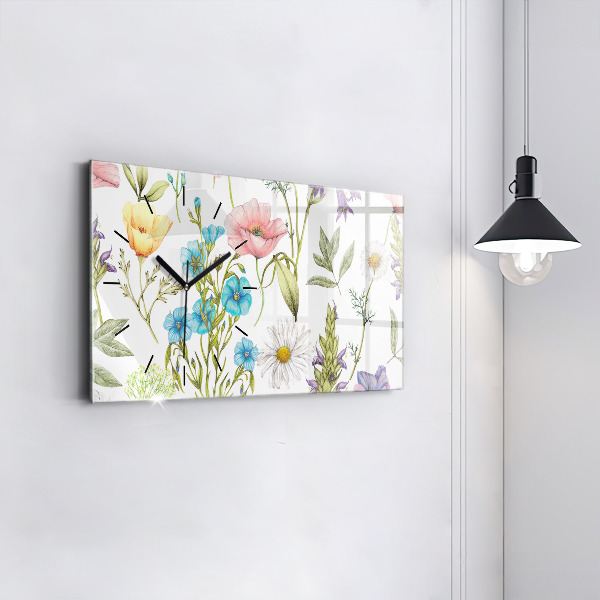 Horloge rectangulaire horizontale Composition florale