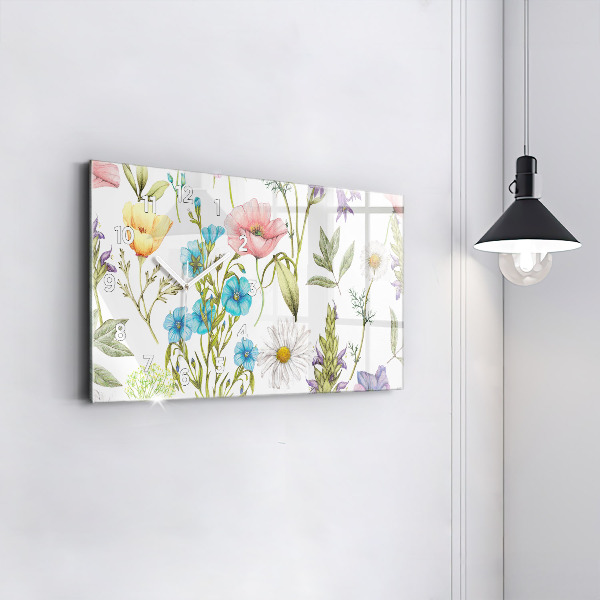 Horloge rectangulaire horizontale Composition florale