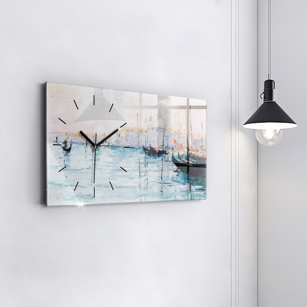 Horloge rectangulaire horizontale 'Peinture à l''huile yacht mer'