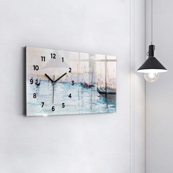 Horloge rectangulaire horizontale 'Peinture à l''huile yacht mer'