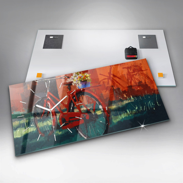 Horloge murale horizontale Vélo peint