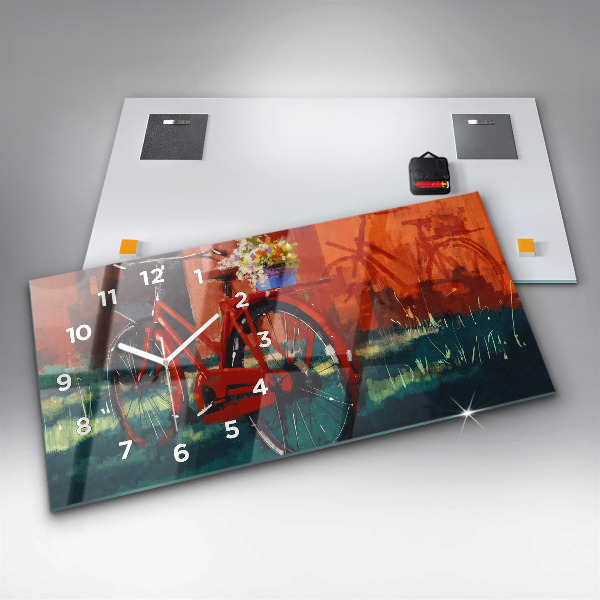 Horloge murale horizontale Vélo peint