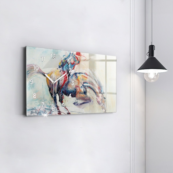 Horloge murale horizontale Illustration de chevaux au galop