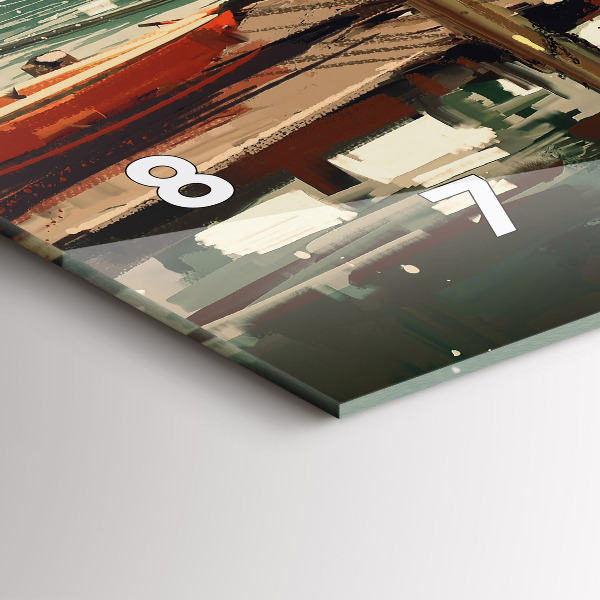 Horloge rectangulaire horizontale Bateaux de pêche dans le port