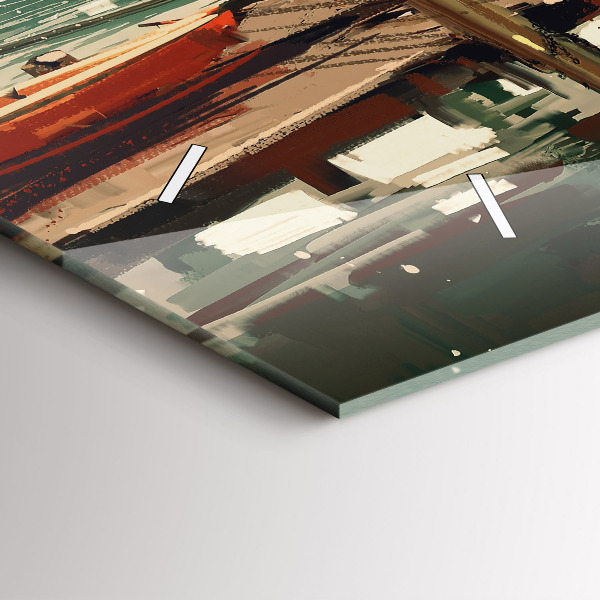 Horloge rectangulaire horizontale Bateaux de pêche dans le port