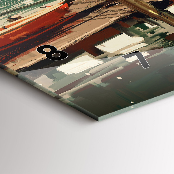 Horloge rectangulaire horizontale Bateaux de pêche dans le port