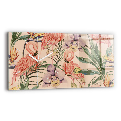 Horloge murale horizontale Feuilles de palmier tropicales