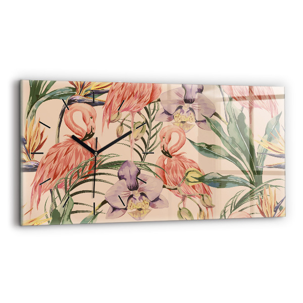 Horloge murale horizontale Feuilles de palmier tropicales