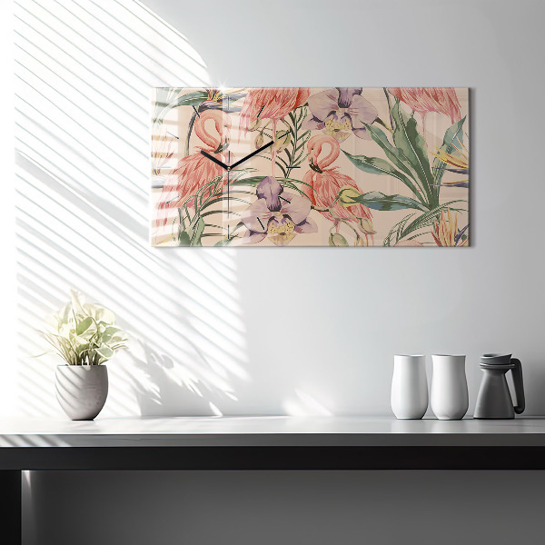 Horloge murale horizontale Feuilles de palmier tropicales