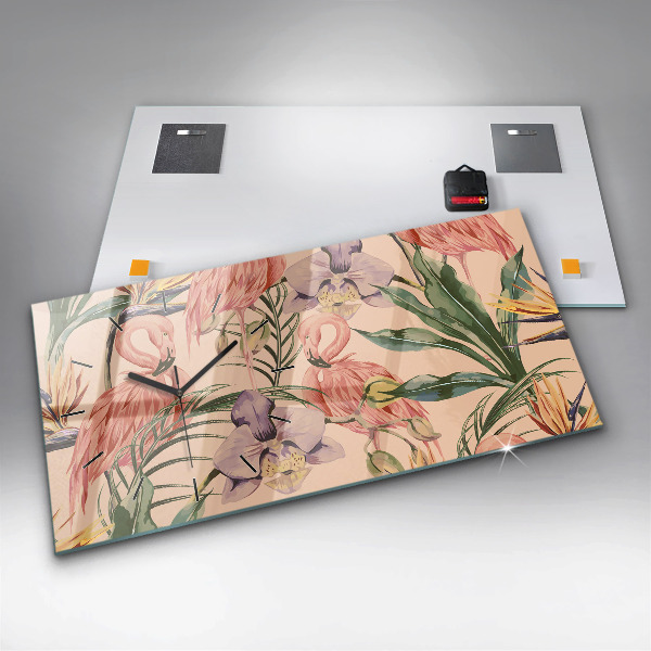 Horloge murale horizontale Feuilles de palmier tropicales