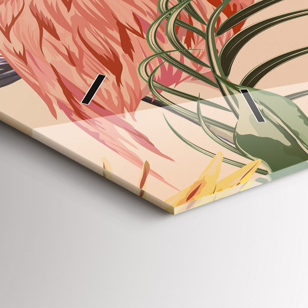 Horloge murale horizontale Feuilles de palmier tropicales