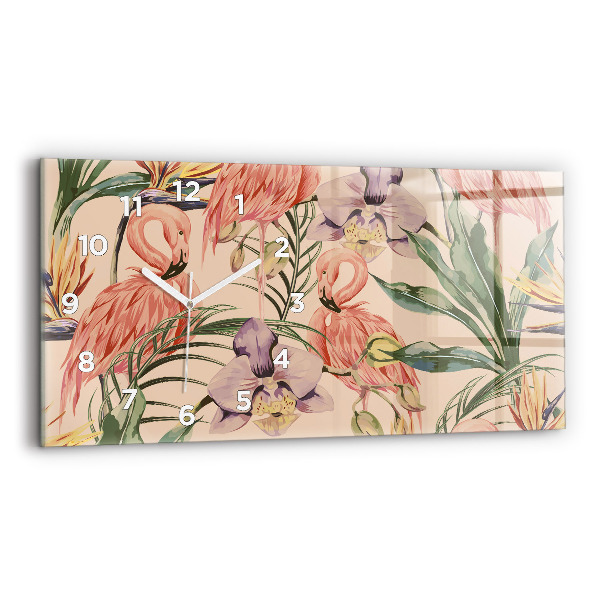 Horloge murale horizontale Feuilles de palmier tropicales