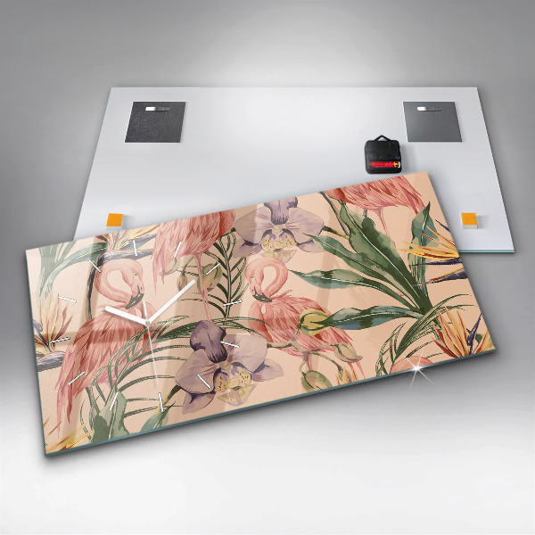 Horloge murale horizontale Feuilles de palmier tropicales