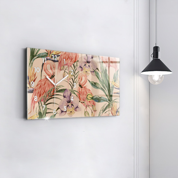 Horloge murale horizontale Feuilles de palmier tropicales