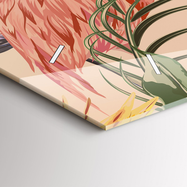 Horloge murale horizontale Feuilles de palmier tropicales