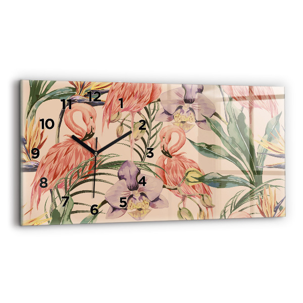 Horloge murale horizontale Feuilles de palmier tropicales