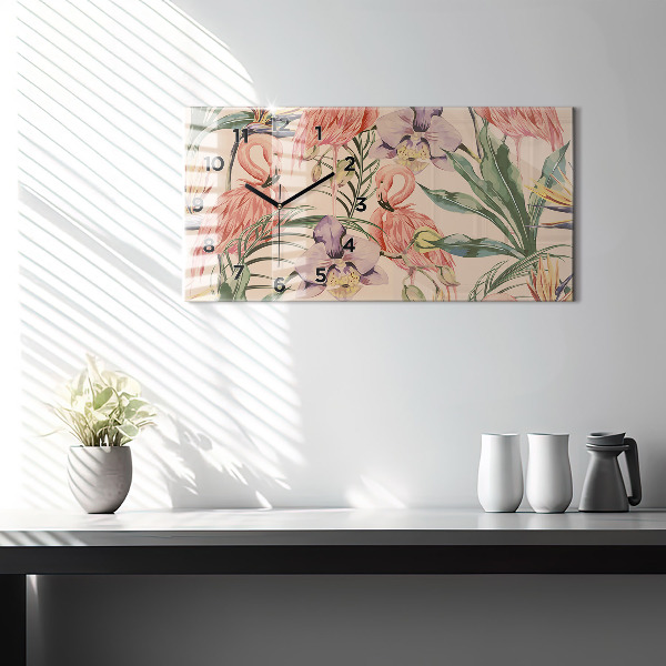 Horloge murale horizontale Feuilles de palmier tropicales