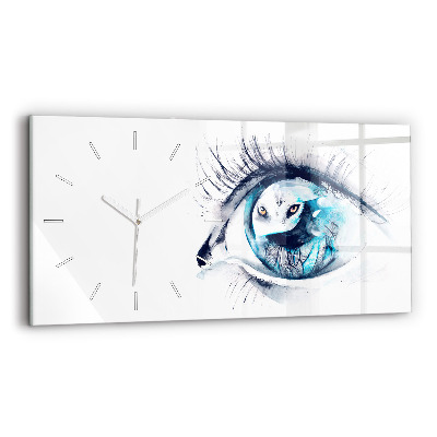 Horloge rectangulaire horizontale 'Illustration de l''œil de loup'